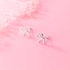 Ailuoqi Plata S925 Estilo Bosque Pendientes de Lazo de Doble Capa con Incrustaciones de Diamantes para Mujer Pendientes Sencillos de Moda G5929