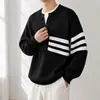 Otoño/Invierno Más Vendido Marca de Moda Jersey de Punto Rayado Falso Dos Piezas Suéter para Hombre de Hilo