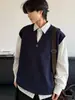 Colete Tricot Simples Casual Retrô Estilo Academia Unissex Cor Sólida Estilo Neutro Pulôver Sem Manga Gola V Para Camadas