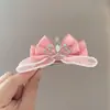 Pasador de pelo para niña coreana Pasador dulce para niña Corona súper de hada Malla de perlas Lazo Accesorios para el pelo Pinza superior de princesa