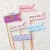 Estilo INS Coreano Lindo Decoración de Pastel Oso de Dibujos Animados Tarjeta de Feliz Cumpleaños Flor Sonriente Enchufe Vestir