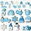 Nueva decoración invernal de Navidad manualidades de madera colgante diseño de fiesta copo de nieve enano muñeco de nieve camión adornos