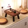 Mesa de Chá de Grama e Rattan Mesa Baixa para Varanda Simples Para Peitoril de Janela Curva Mesa Pequena Mesa de Chá Mesa Lateral Redonda Pequena Mesa Kang de Tatami