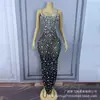 Novo Vestido Longo de Renda com Estampa de Strass para Comércio Exterior, Alça Fina, Sexy Europeu e Americano, para Banquete, Tapete Vermelho, Festa, Saia Formal