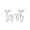 Aretes Antiguos de Gato Ning Diseño Creativo Envolventes para el Lóbulo de la Oreja en Forma de Corazón Personalidad Punk Viento Frío Doble Clic Aretes de Amor