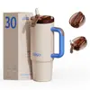 Copo de carro transfronteiriço de 30oz de grande capacidade em aço inoxidável 316 com alça, copo térmico para gelo, copo isolado portátil com canudo, copo para manter o frio