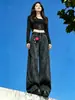Estilo Novo Outono e Inverno Estilo Hong Kong Estilo Garota Popular Jeans de Perna Larga com Estampa Moda Tendência Casual Jeans de Perna Reta A13988