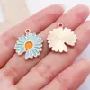 Accesorios de Joyería de Aleación DIY Colgante de Girasol Flor de Cerezo Azul Lago con Goteo de Aceite Pulsera Collar Pendientes Llavero