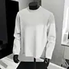 Camiseta blanca de manga larga deconstruida de algodón espacial para hombre, top de otoño estilo high street americano, ropa holgada de cuello redondo para adolescentes