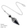 Colgante de péndulo de cristal natural, color plata vintage, piedra triturada multicolor, cono hexagonal, meditación yoga, cristal de meditación de frecuencia ajustable