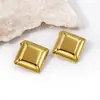 Aretes Cuadrados de Acero de Titanio Chapados en Oro de 18K para Mujer, Joyería Geométrica Simple para Oreja, Clavos Estilo Ins de Lujo Ligero, Versátiles a la Moda