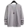 Sudadera de punto gofre para hombre para otoño e invierno, forrada de forro polar, de manga larga, peso pesado, cuello redondo, corte holgado, talla grande, diseño único, chaqueta tipo dos piezas falsa