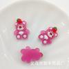 Cartoon transparente urso morango série resina acessórios diy caso de telefone sapato fivela material hairpin cabeça cordão patch atacado