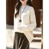 Nuevo Suéter Pulóver Minimalista de Punto Trenzado con Cuello Redondo Estilo Coreano Otoño/Invierno 2026 Suéter de Punto de Color Sólido para Mujer