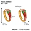 Pendientes de Acero Inoxidable con Baño de Oro Real de 18K, Forma de U, Circonita Colorida, Forma de Serpiente, Completamente Incrustados con Diamantes, Lujo Accesible, Moda, Pendientes Versátiles
