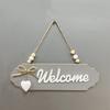 Placa de puerta de madera nueva transfronteriza, lista de bienvenida, placa de decoración para el hogar, lista creativa con lazo