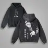 Novo Suéter com Capuz Vintage Lavado de Algodão Jujutsu Kaisen Spell Battle Transfronteiriço Masculino e Feminino Hoodie