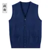Chaleco Cardigan de Punto de Lana para Hombre Primavera y Otoño Chaleco Exterior Chaleco sin Mangas para Papá K-21