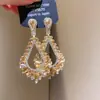 Pendientes de Borla con Flor de Zircón de Aguja de Plata Transfronterizos, Pendientes de Moda y Elegantes, Pendientes de Lujo Ligero y de Gama Alta, Diseño de Nicho