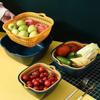 Cesto Escorredor de Camada Dupla Prato de Frutas Doméstico Pia de Cozinha Sala de Estar Prato de Frutas Plástico Multifuncional Escorredor de Frutas e Legumes