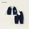 Conjunto Youbao para Niños, Ropa de Bebé de Mezclilla Elegante para Primavera y Otoño, Chaleco, Camisa Blanca, Conjunto de Tres Piezas para Niños