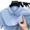 Camiseta polo de manga corta de seda helada sin costuras con media cremallera, para empresa tecnológica, tacto frío, de alta gama para negocios, top personalizado
