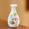 Jarrón pequeño hidropónico minimalista de cerámica tallado a mano, adorno decorativo floral mini fresco creativo para sala de estar, adecuado para flores secas