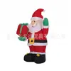 Navidad 1.35m Inflable Mano Sosteniendo Paquete de Regalo Papá Noel Luz LED Iluminada Figura de Aire con Regalo Adorno 3D
