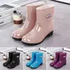 Botas de Lluvia, de Caña Baja, Cómodas y Gruesas, Zapatos de Goma Impermeables para Todas las Estaciones para Mujer, de Media Caña, Suela Gruesa, de Caña Alta para Invierno, Antideslizantes, Zapatillas de Cristal