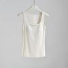 Chaleco Cálido de Lana para Otoño e Invierno para Mujer con Cinturón, Almohadilla para el Pecho de una Pieza, Hermoso Yabi Base Interior Slim-fit sin Marcas, Top de Cuello Cuadrado