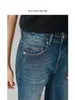 Jeans Feminino Wide Leg de Cintura Alta, Calça Reta Estilo Vintage, Versátil para Primavera e Outono, Lavado, Fashion, Tendência, Elegante, Adequado para o Trabalho