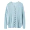 Nuevo Cárdigan de Punto Circular de Seda y Cachemira Otoño/Invierno 2026 Manga Larga para Mujer Color Sólido Hueco Suave Esponjoso Top Chaqueta