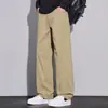 Calça Reta Nova de Algodão Elástico Respirável Outono/Inverno 2026 para Homens, Corte Solto, Versátil, Tendência Casual High-Street Americano para Homens