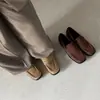 Mocasines para Mujer de Piel Genuina, Nuevo Estilo Otoño/Invierno, Punta Cuadrada, Tacón Bajo, Suela de Goma, Zapatos para Todas las Estaciones