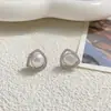 Nuevos Pendientes de Perla de Agua Dulce con Microincrustaciones de Circonita Triangulares Pequeños Estilo Chanel Moda Pendientes Dulces Pendientes Minimalistas de Lujo Ligero