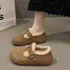 Zapatos Birkenstock para Mujer Otoño 2026 Felpa Plus Cálidos Punta Redonda Corte Bajo Hebilla Única Antideslizantes Resistentes al Desgaste Suela Suave Zapatos de Moda