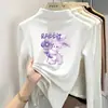 Ropa interior básica para niñas con forro polar de otoño e invierno, camiseta de manga larga cepillada para niños, cuello semi-alto, top cálido para niños mayores