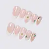 Comércio exterior unhas postiças formato amêndoa transfronteiriço flores 3D em relevo strass nail art unhas postiças atacado unhas peças de nail art