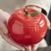 Pote de Chá de Maçã, Pote de Doces para Casamento, Pote Grande de Cerâmica Selado de Caqui, Caixa de Doces Estilo Chinês para Celebração de Casamento Atacado