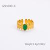 Anillo de piedra natural, estilo vintage, de acero inoxidable y oro de 18 quilates, personalizado, con diseño avanzado, con huecos y ajustable.