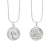 Collar Moneda con Retrato Redondo Tridimensional de Moda Europea y Americana para Mujer, Acero de Titanio Chapado en Oro de 18 Quilates, Cadena para Clavícula Hip-Hop con un Toque de Lujo