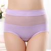 Uma geração de lingerie sexy feminina de cintura alta algodão cor sólida plus size MM gordinha 200 kg cuecas transparentes de tela