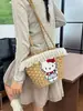 Bolso de paja de diseño único para mujer, gran capacidad, nuevo modelo 2026, lindo bolso de hombro, bolso tipo cubo de playa estilo vacación en la playa