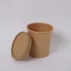 Atacado de Fábrica Balde de Sopa Descartável de Papel Kraft Tigela de Papel Embalagem para Levar Balde de Mingau Logo Personalizável Tigela de Sopa Espessada