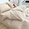 Juego de sábanas de color liso, lavado, minimalista, estilo japonés, amigable con la piel (incluye funda de edredón, sábana y sábana ajustable) - adecuado para dormitorios estudiantiles, juego de tres piezas