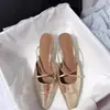 Sapatos Femininos Elegantes de Salto Fino Chuyuji 2026 Verão Novo Simples Casuais Slip-On Mules com Tiras Cruzadas Bico Fechado