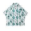 Camisas Retro Americanas de Calle Hawaianas con Estampado Completo de Manga Corta para Hombre y Mujer Ins Marca de Moda Pareja Sueltas Casuales Camisas Florales