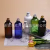 Frasco de 500ml transparente com tampa de alumínio azul, frasco PET com tampa de alumínio, frasco de óleo essencial marrom, frasco de loção 500ML, frasco de remédio preto