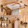 Toallero de estilo europeo, antiguo juego de colgante para baño, de aluminio, para colgar en la pared, con herrajes tallados vintage.