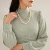 Collar de cadena con hebilla de metal estilo hip hop hipster para hombre, con perlas artificiales personalizadas retro, estilo transfronterizo europeo y americano